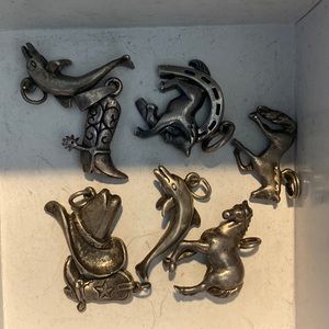 8 sterling silver charms (horses, dolphins, cowboy boots)